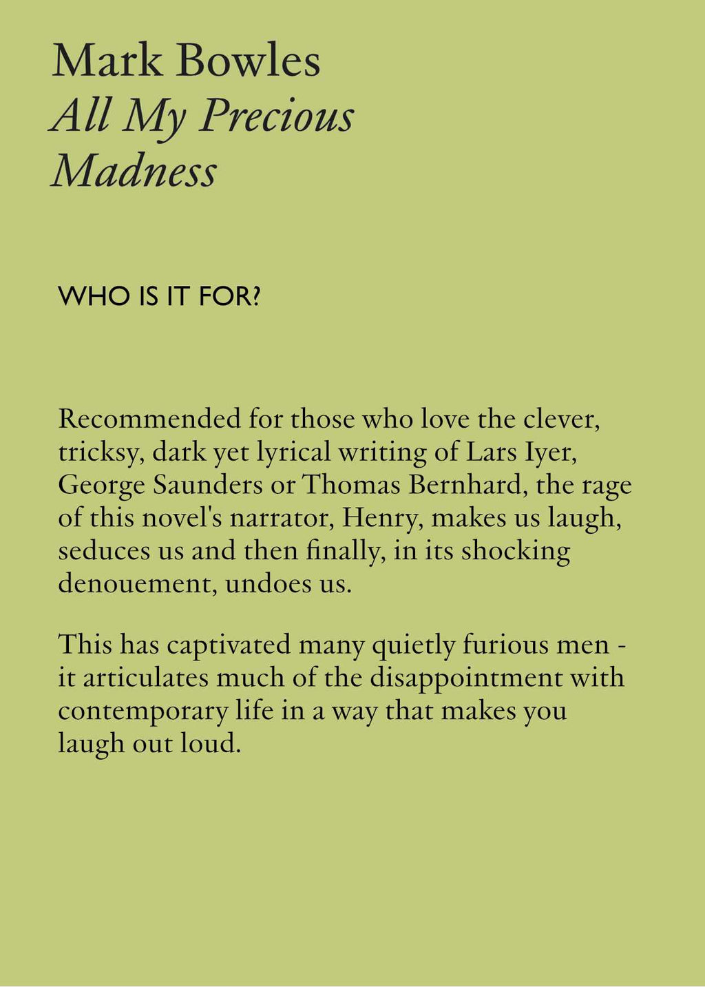 All My Precious Madness by Mark Bowles