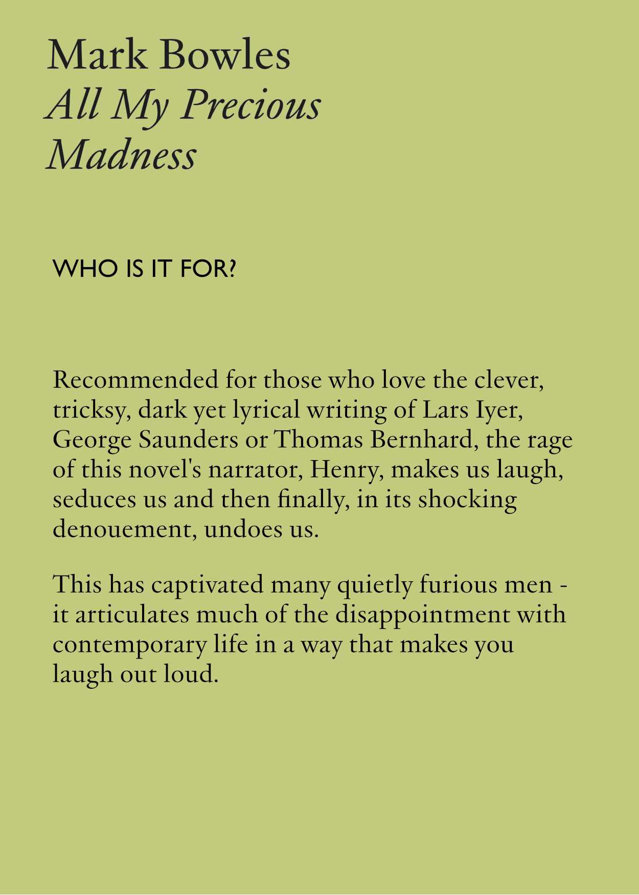 All My Precious Madness by Mark Bowles