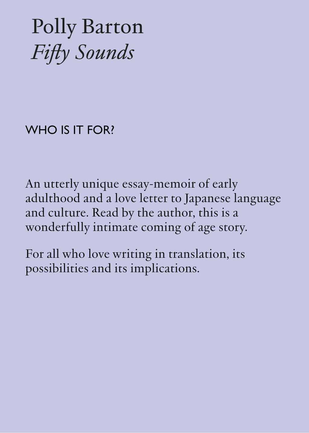 Fifty Sounds by Polly Barton