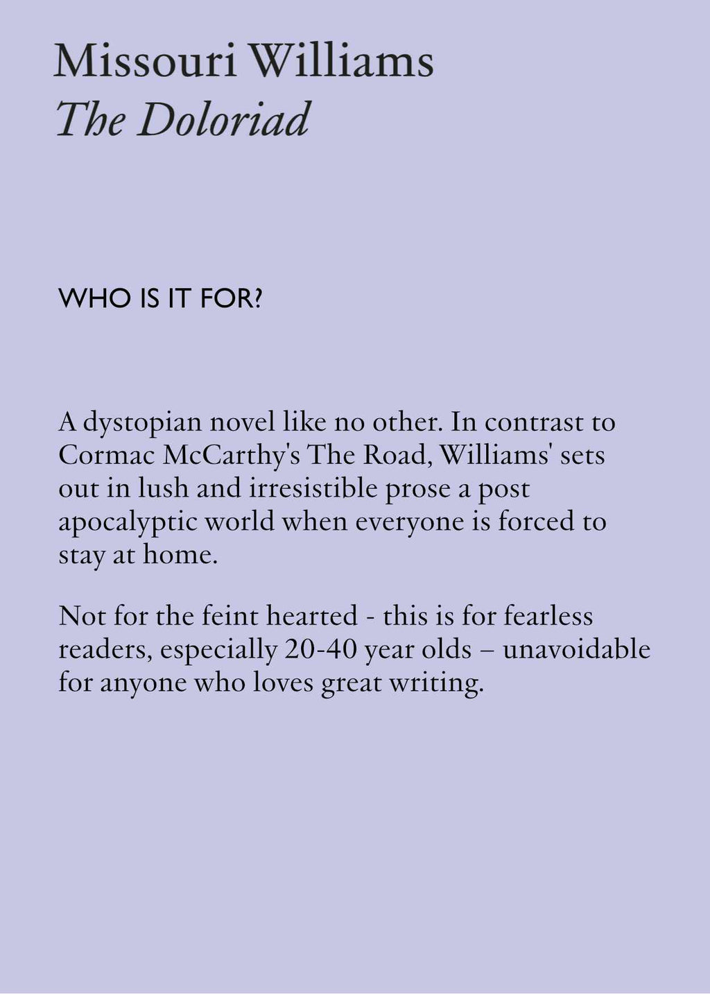 The Doloriad by Missouri Williams