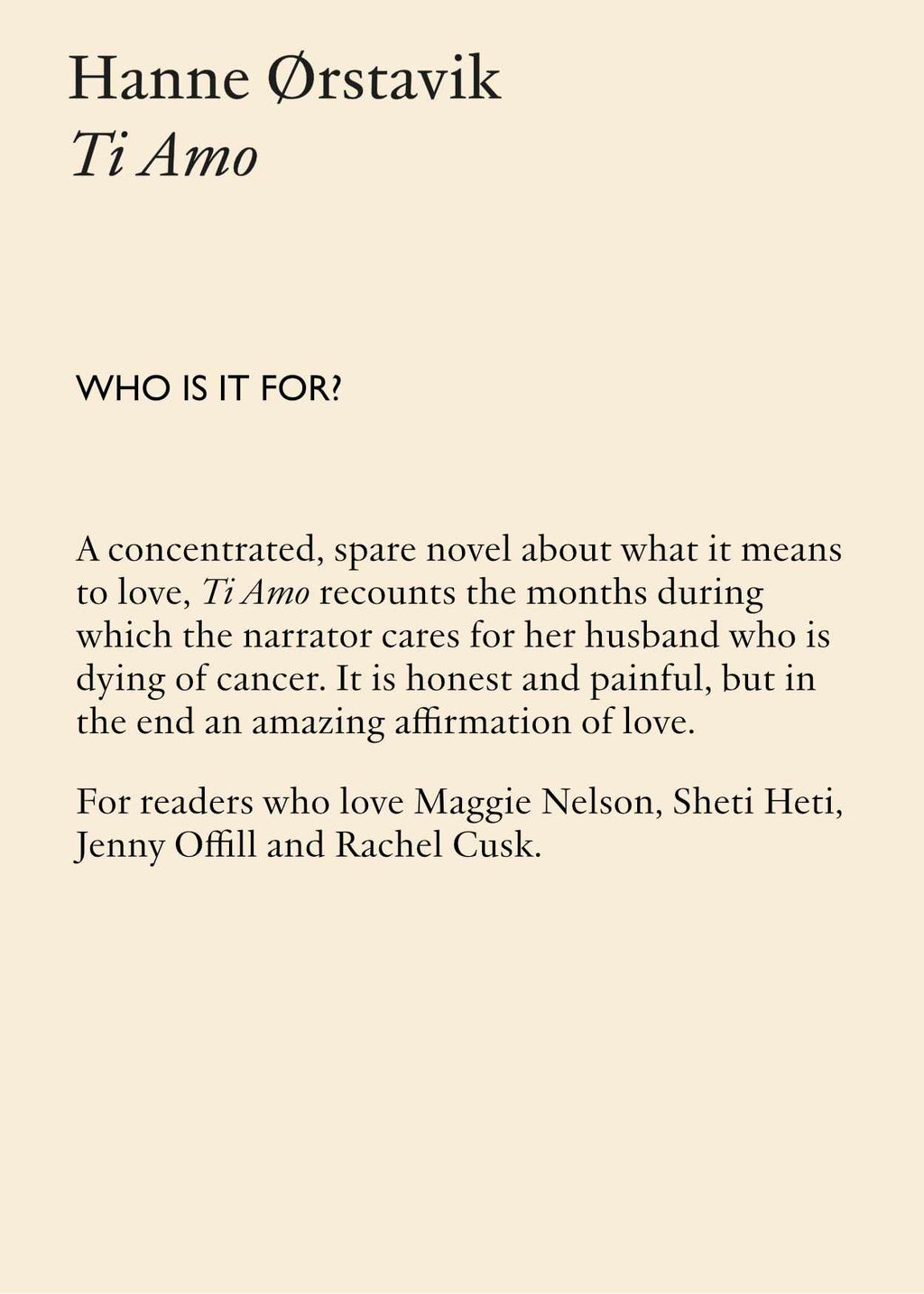 Ti Amo by Hanne Ørstavik