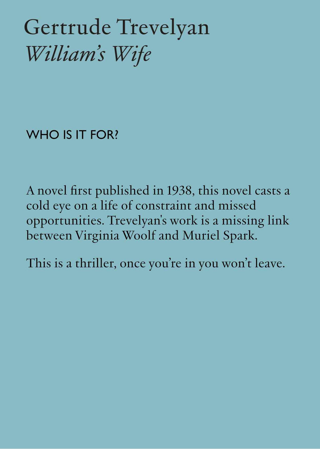 William's Wife by Gertrude Trevyelan