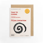 Card packaging for 'Tao Te Ching' audiobook with spiral design and text on a white background